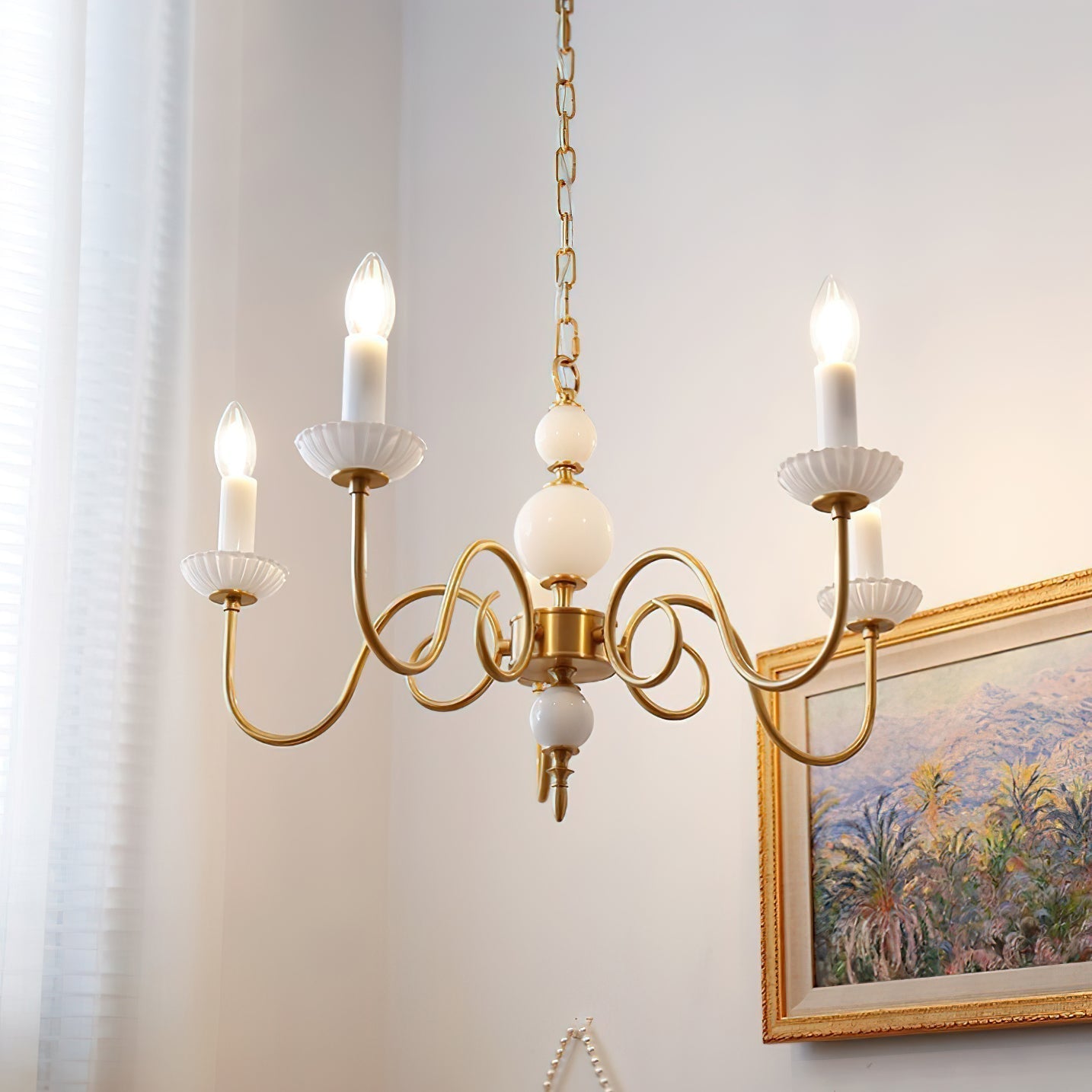 Carlita Lustre Bras Courbés en Or avec Bougies - Neutralighting