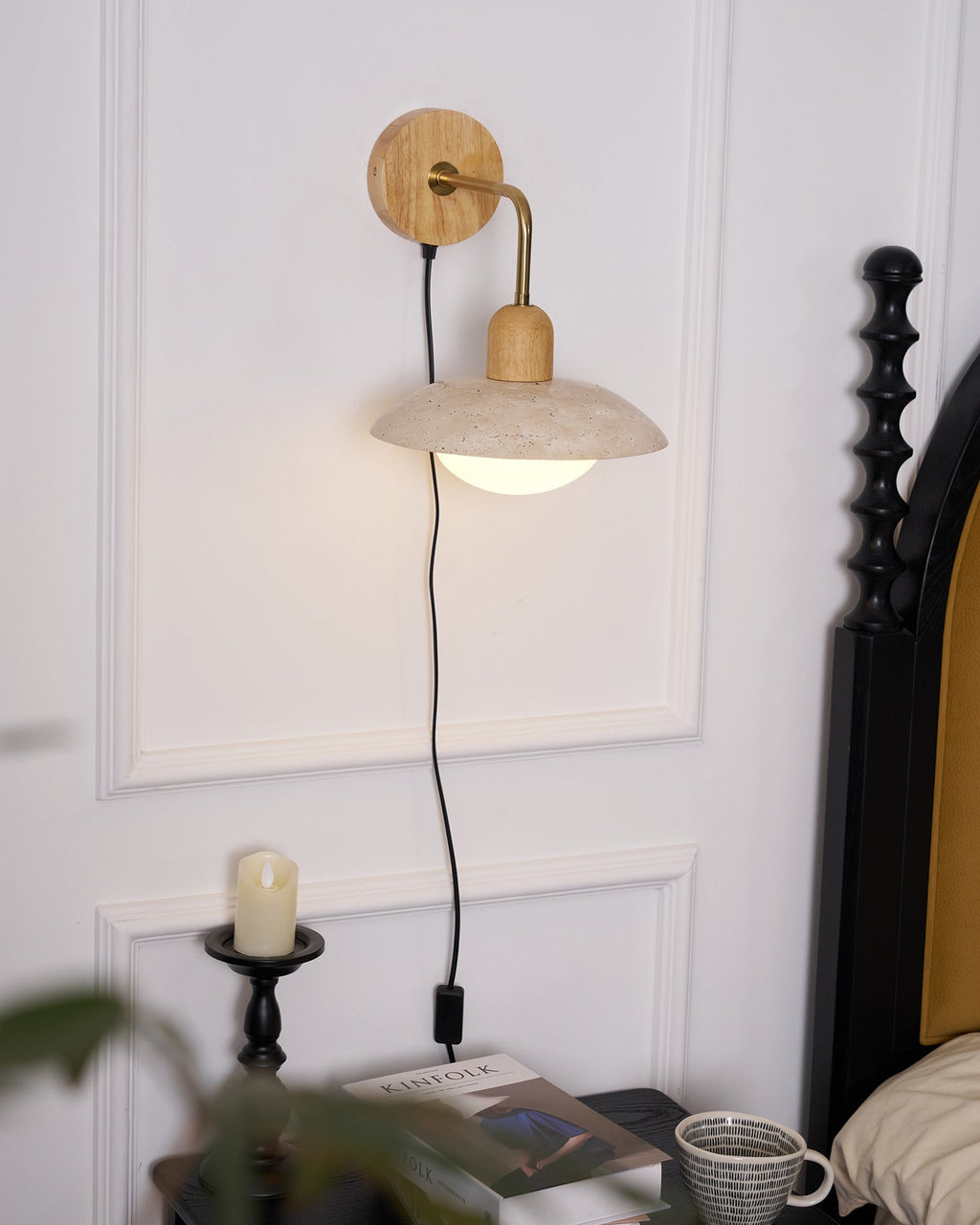 Travelle Applique Murale Industrielle Bois Travertin - Neutralighting