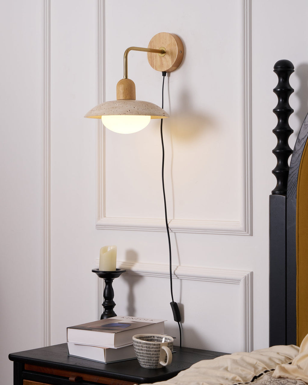 Travelle Applique Murale Industrielle Bois Travertin - Neutralighting