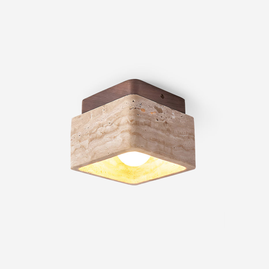 Vellin Lustra Plafonnier Carré Semi-Encastré en Travertin Élégant - Neutralighting