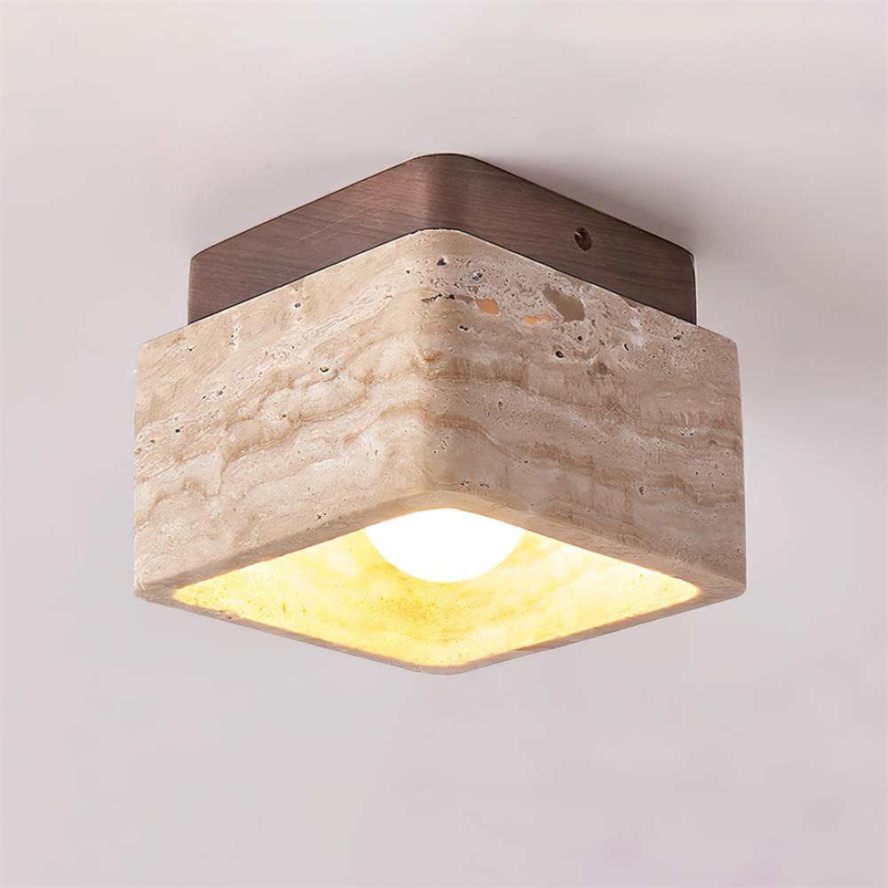 Vellin Lustra Plafonnier Carré Semi-Encastré en Travertin Élégant - Neutralighting