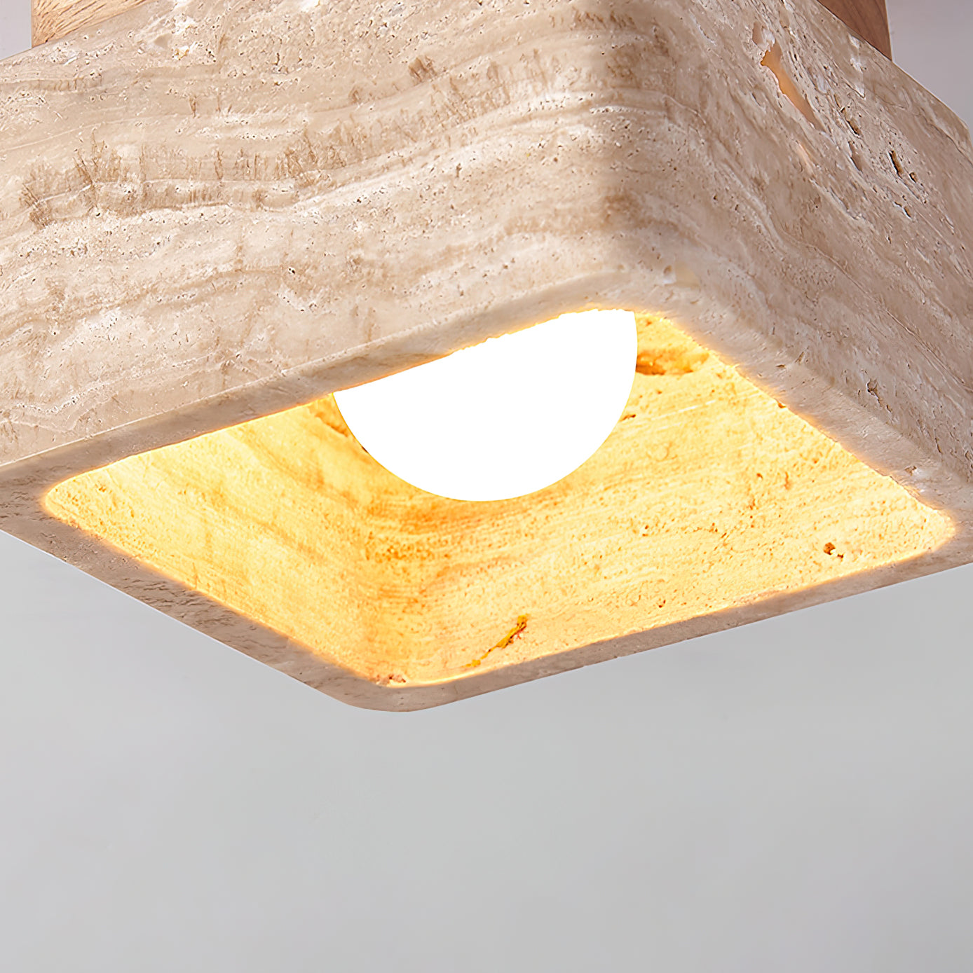 Vellin Lustra Plafonnier Carré Semi-Encastré en Travertin Élégant - Neutralighting