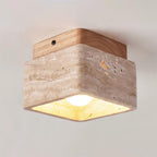 Vellin Lustra Plafonnier Carré Semi-Encastré en Travertin Élégant - Neutralighting