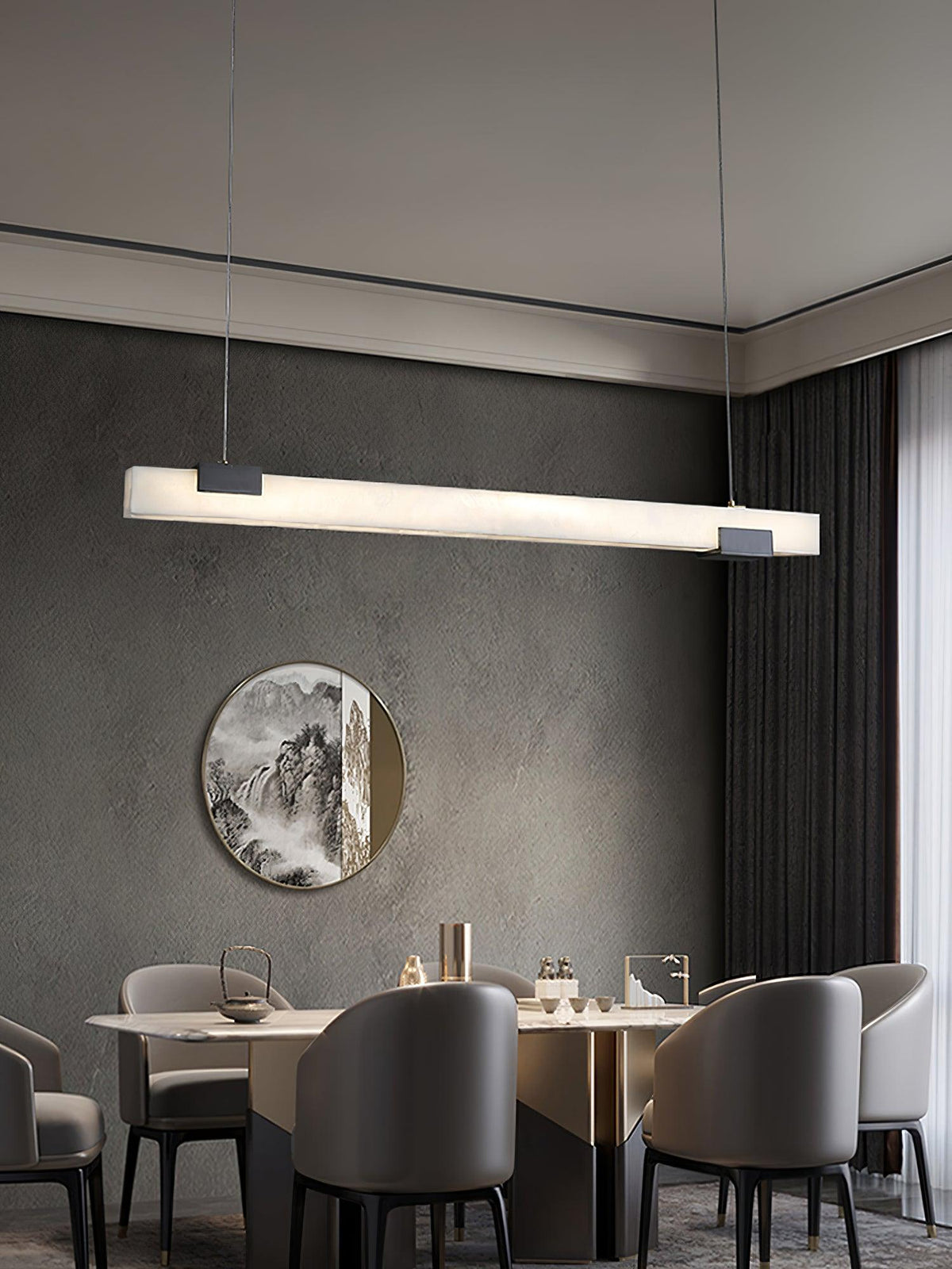 Kaelen Minimaliste Albâtre Linéaire Pendentif Lumière - Neutralighting