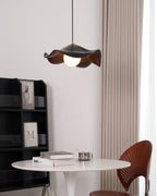 Brioce Suspension avec abat-jour en résine blanc et noyer pour salon et salle à manger - Neutralighting