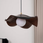 Brioce Suspension avec abat-jour en résine blanc et noyer pour salon et salle à manger - Neutralighting