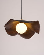 Brioce Suspension avec abat-jour en résine blanc et noyer pour salon et salle à manger - Neutralighting