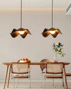 Brioce Suspension avec abat-jour en résine blanc et noyer pour salon et salle à manger - Neutralighting