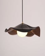 Brioce Suspension avec abat-jour en résine blanc et noyer pour salon et salle à manger - Neutralighting