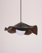 Brioce Suspension avec abat-jour en résine blanc et noyer pour salon et salle à manger - Neutralighting