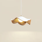 Brioce Suspension avec abat-jour en résine blanc et noyer pour salon et salle à manger - Neutralighting