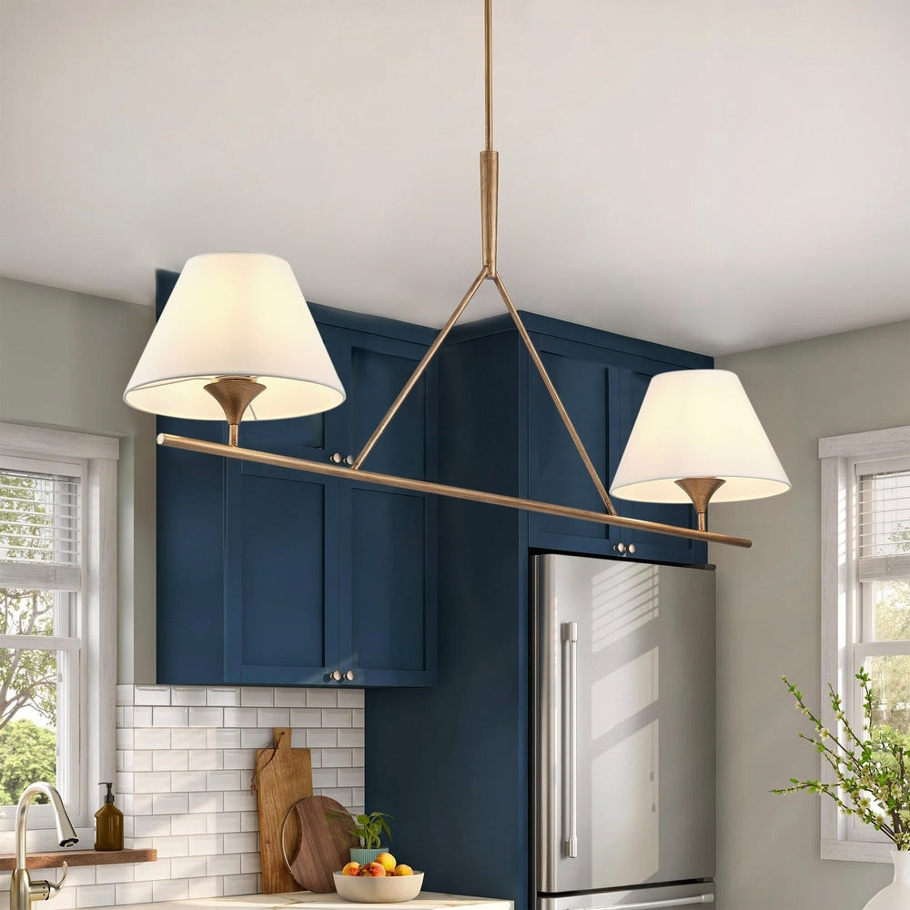 Keen Lustre Linéaire Moderne Élégant en Laiton et Tissu - Neutralighting
