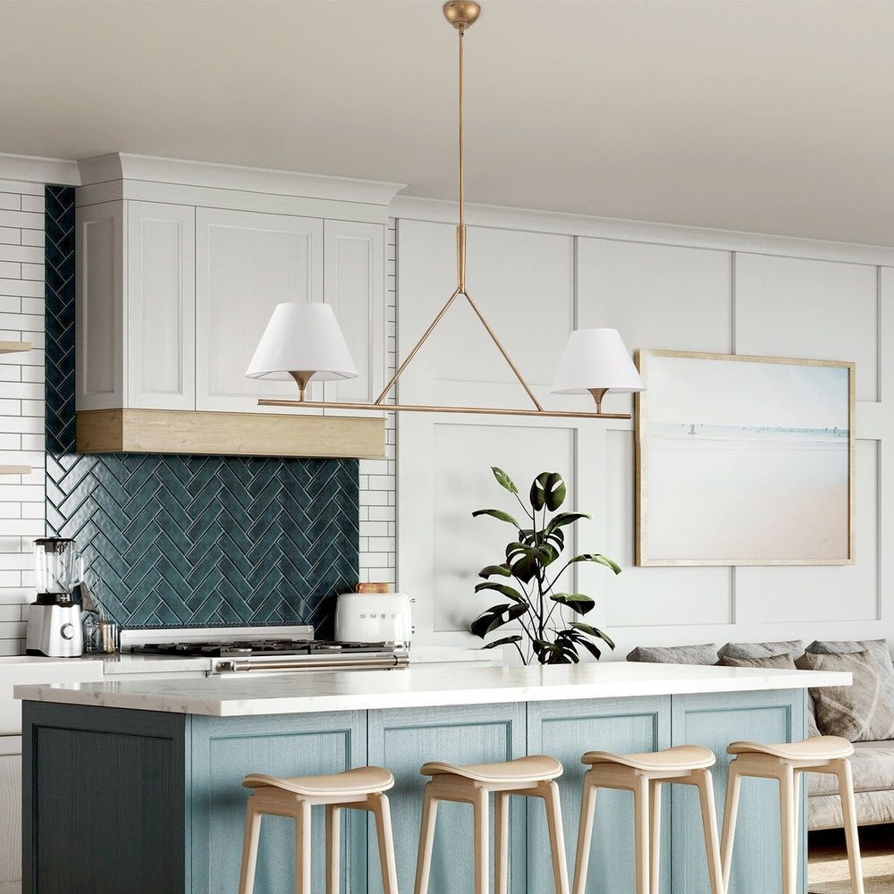 Keen Lustre Linéaire Moderne Élégant en Laiton et Tissu - Neutralighting