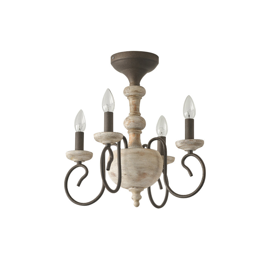 Myst Lampe de Plafond Semi-Encastrée en Métal et Bois Traditionnel Vintage - Neutralighting