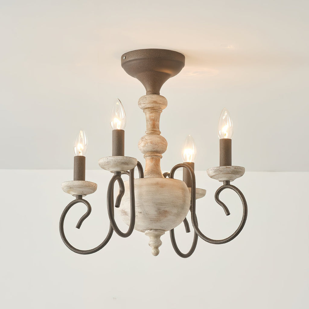Myst Lampe de Plafond Semi-Encastrée en Métal et Bois Traditionnel Vintage - Neutralighting