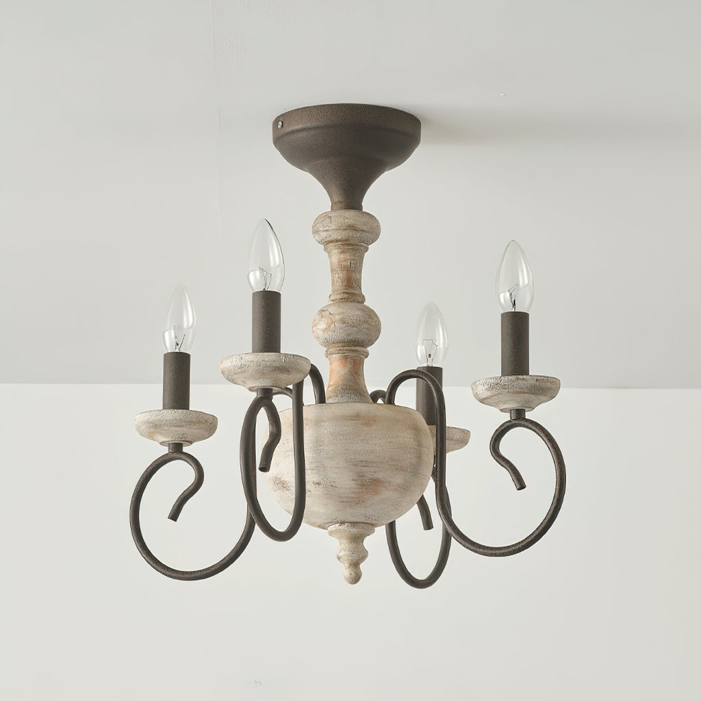 Myst Lampe de Plafond Semi-Encastrée en Métal et Bois Traditionnel Vintage - Neutralighting