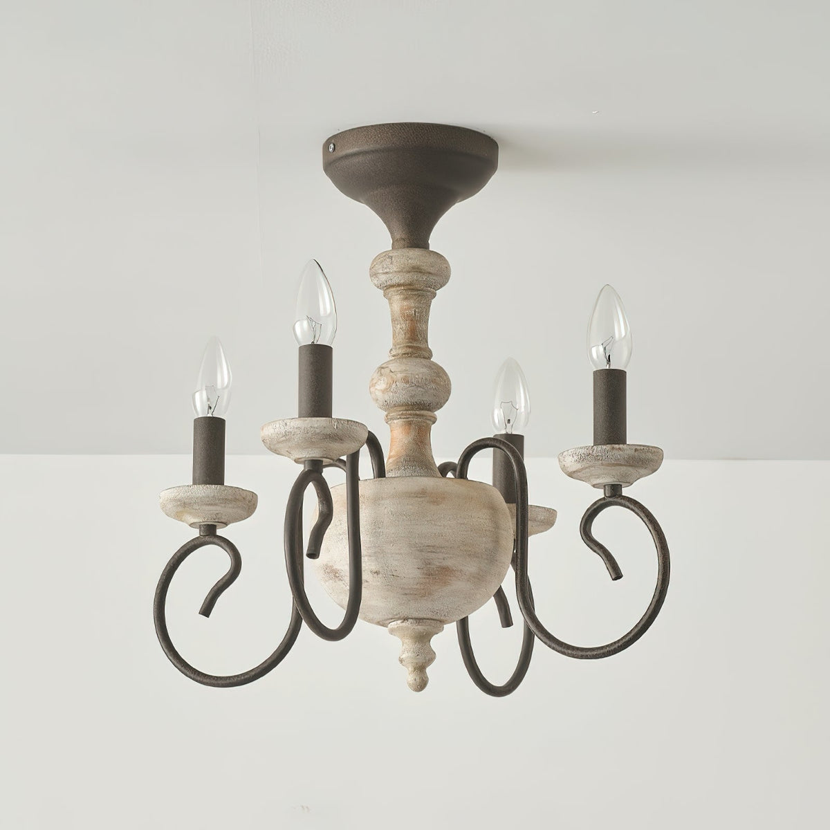 Myst Lampe de Plafond Semi-Encastrée en Métal et Bois Traditionnel Vintage - Neutralighting