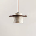 Disque Lampe Pendante Cylindre en Travertin en Bois de Noyer Artisanal - Neutralighting