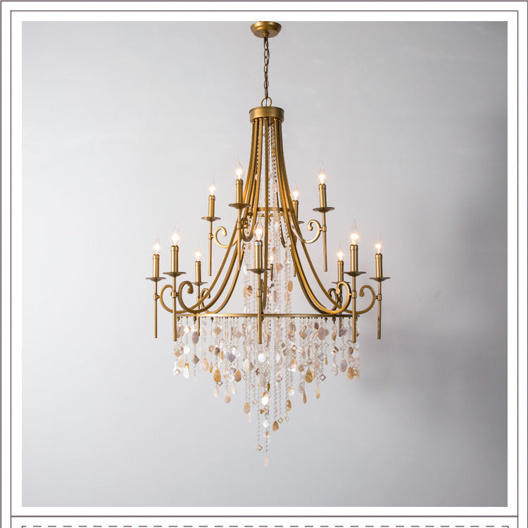 Trove Lustre en Métal Naturel et Albâtre de Luxe Postmoderne - Neutralighting