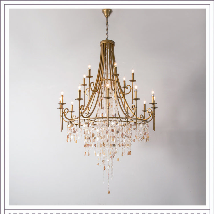 Trove Lustre en Métal Naturel et Albâtre de Luxe Postmoderne - Neutralighting