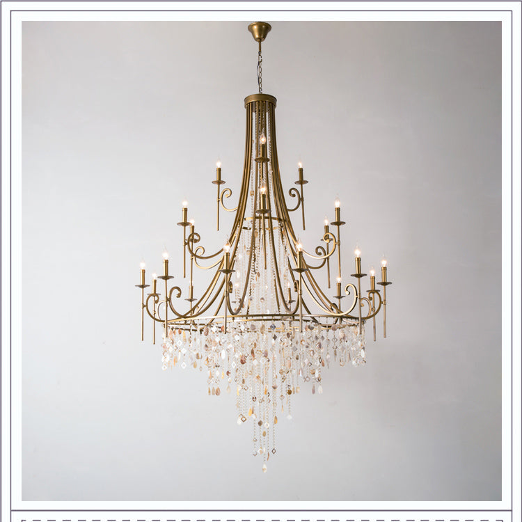 Trove Lustre en Métal Naturel et Albâtre de Luxe Postmoderne - Neutralighting