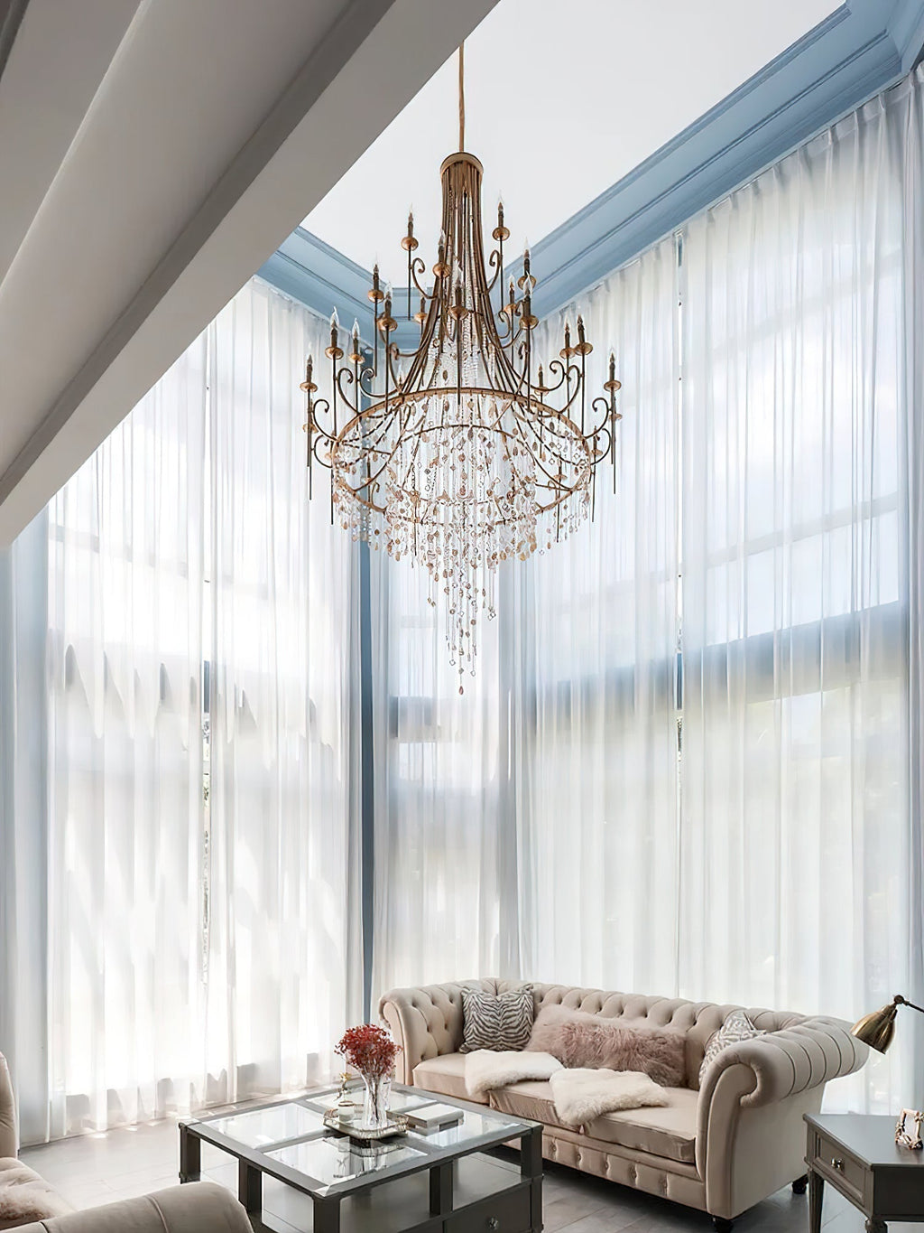 Trove Lustre en Métal Naturel et Albâtre de Luxe Postmoderne - Neutralighting