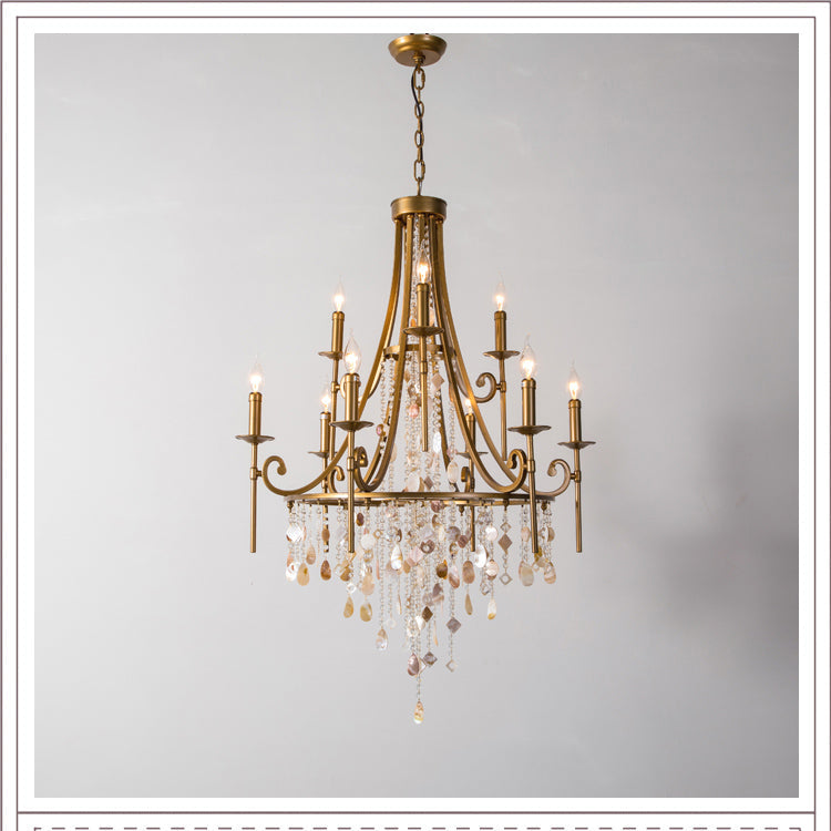 Trove Lustre en Métal Naturel et Albâtre de Luxe Postmoderne - Neutralighting