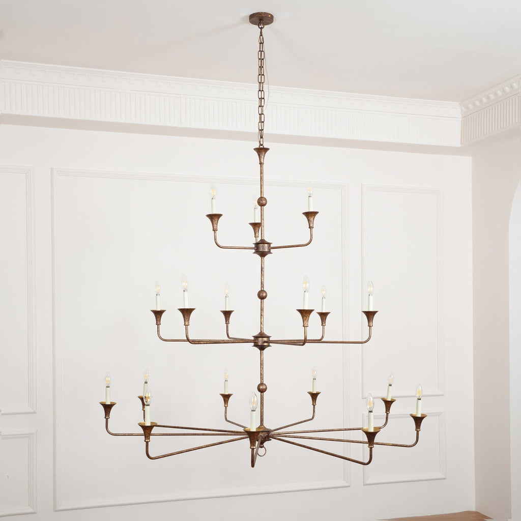 Wisp Grand Lustre en Métal de Bronze Industriel Vintage - Neutralighting