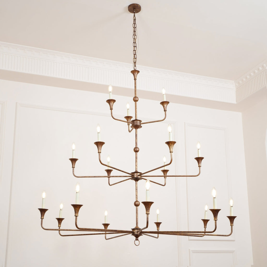 Wisp Grand Lustre en Métal de Bronze Industriel Vintage - Neutralighting
