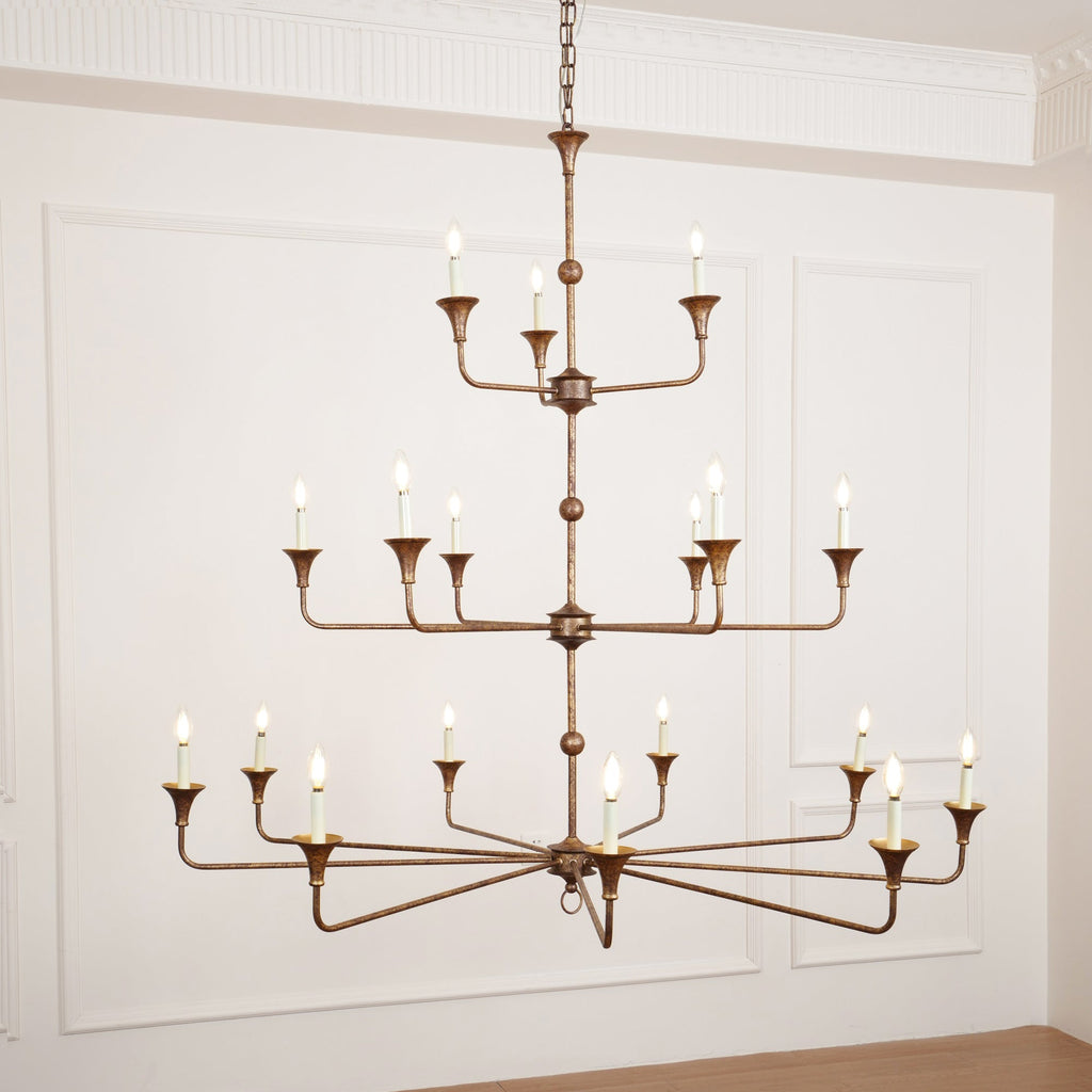 Wisp Grand Lustre en Métal de Bronze Industriel Vintage - Neutralighting
