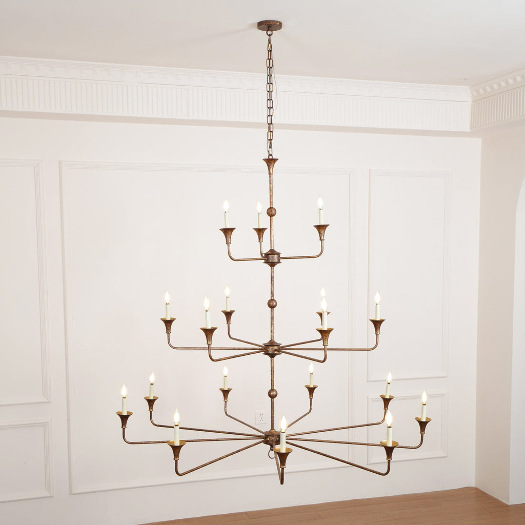 Wisp Grand Lustre en Métal de Bronze Industriel Vintage - Neutralighting