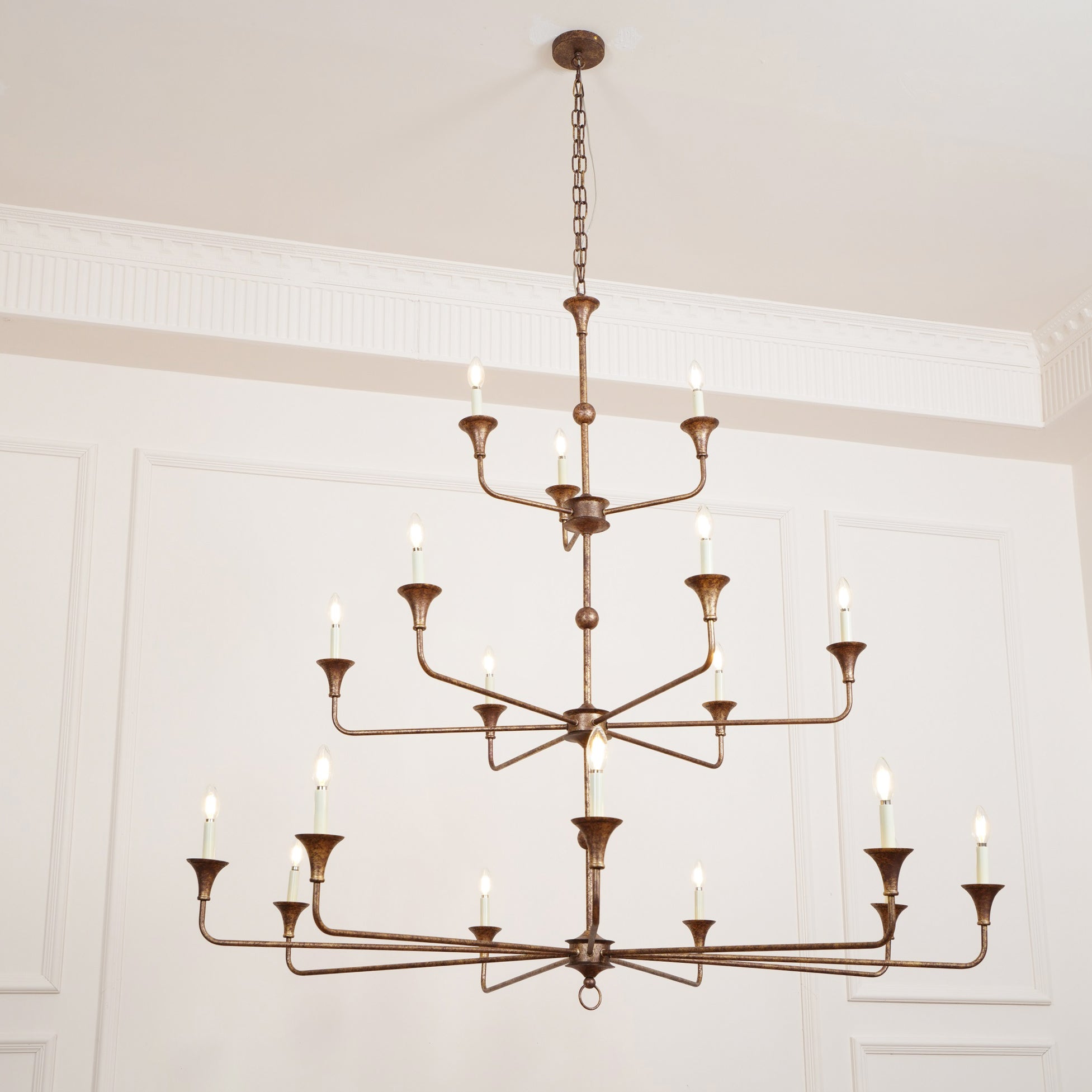 Wisp Grand Lustre en Métal de Bronze Industriel Vintage - Neutralighting