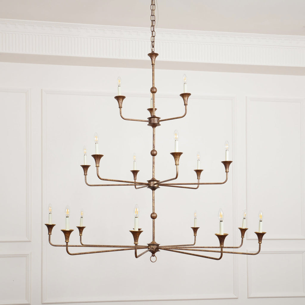 Wisp Grand Lustre en Métal de Bronze Industriel Vintage - Neutralighting