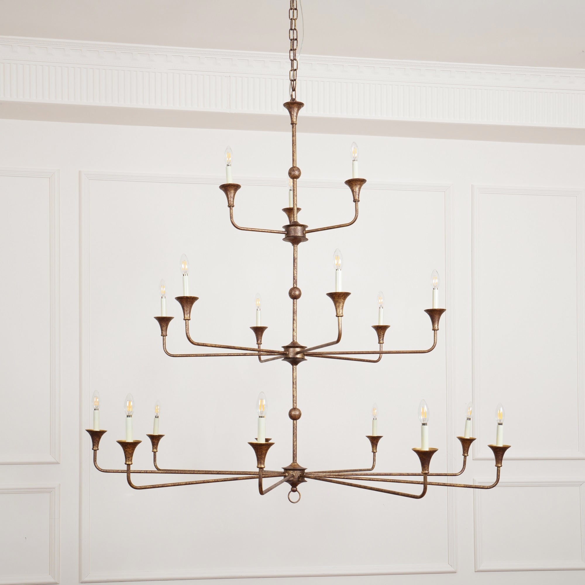 Wisp Grand Lustre en Métal de Bronze Industriel Vintage - Neutralighting