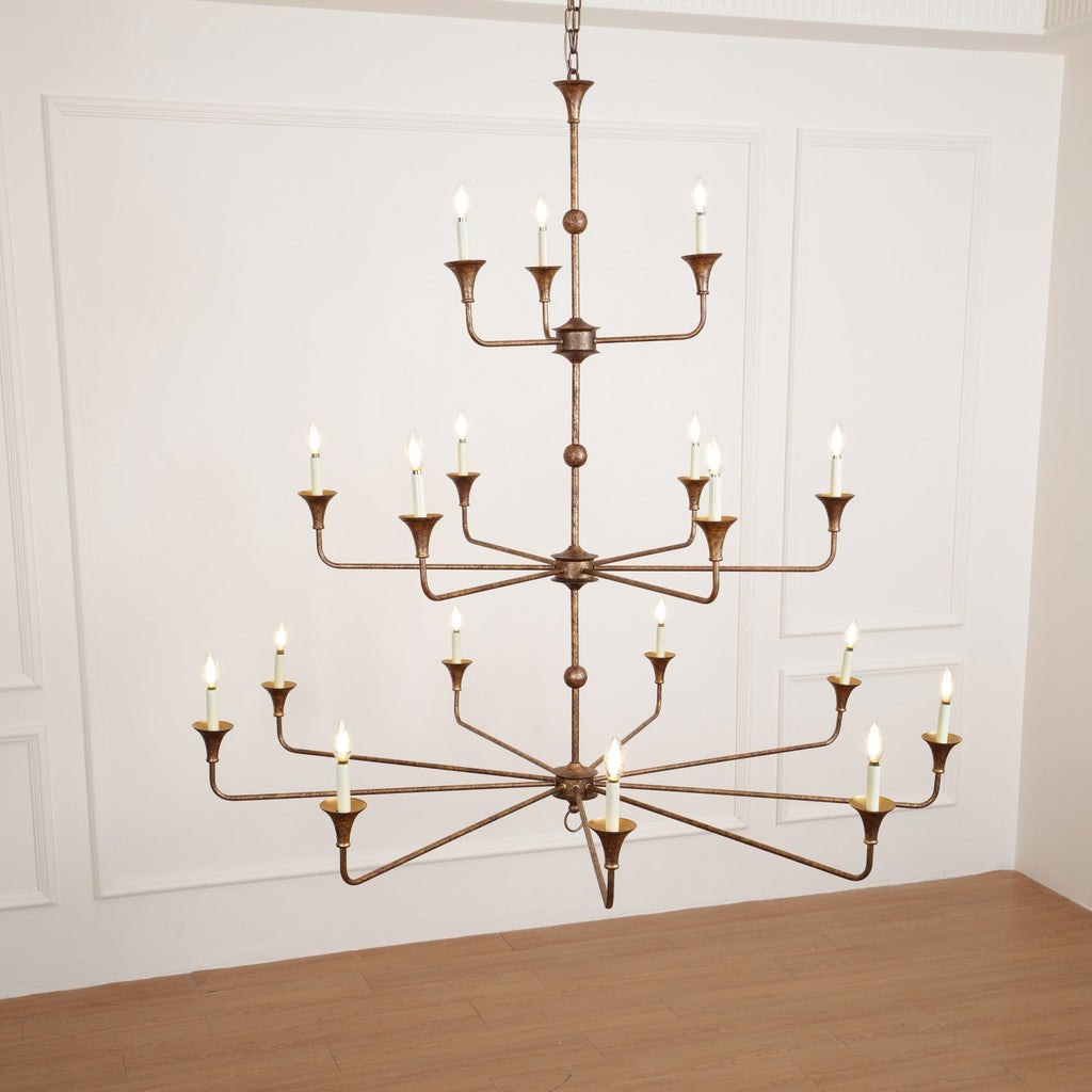 Wisp Grand Lustre en Métal de Bronze Industriel Vintage - Neutralighting