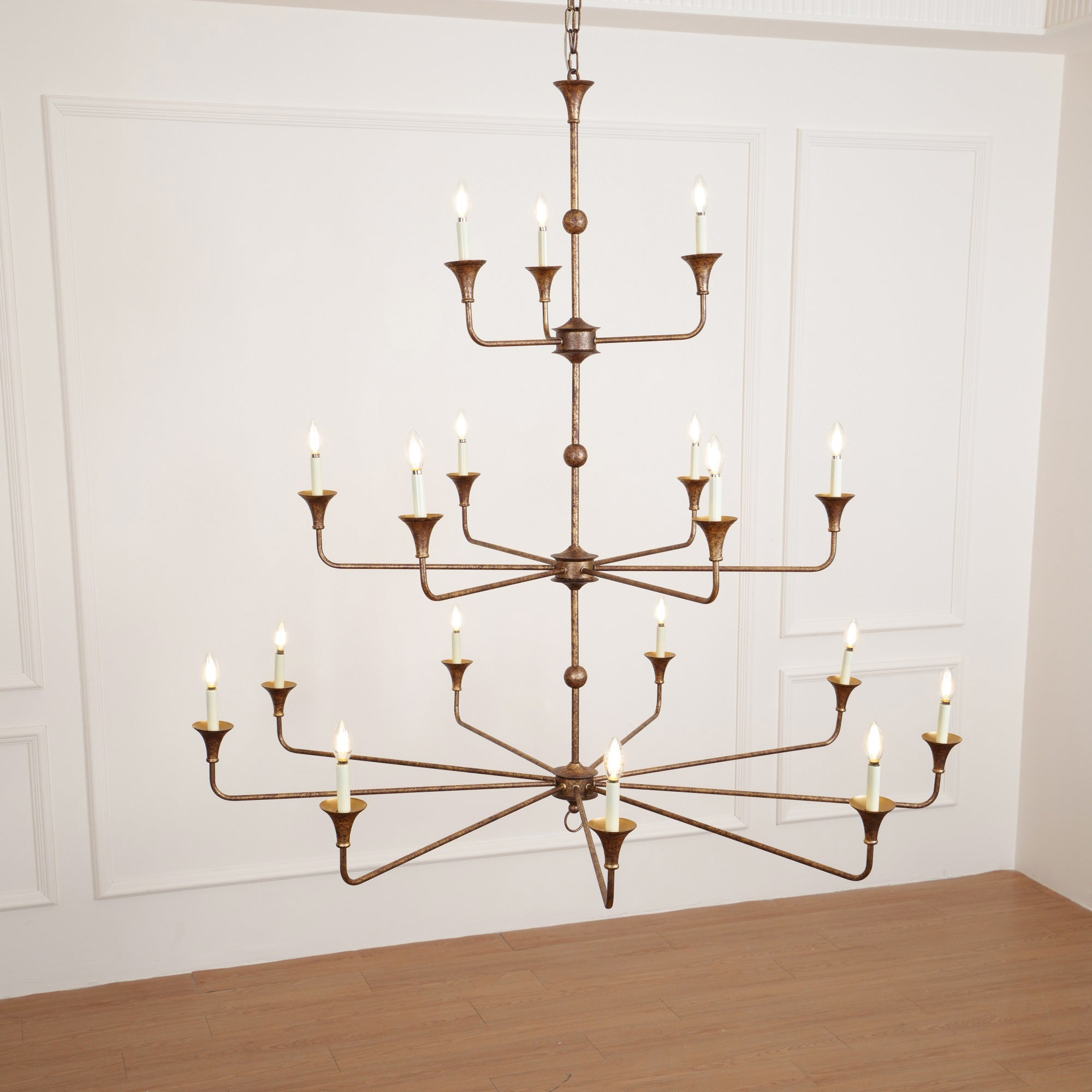 Wisp Grand Lustre en Métal de Bronze Industriel Vintage - Neutralighting