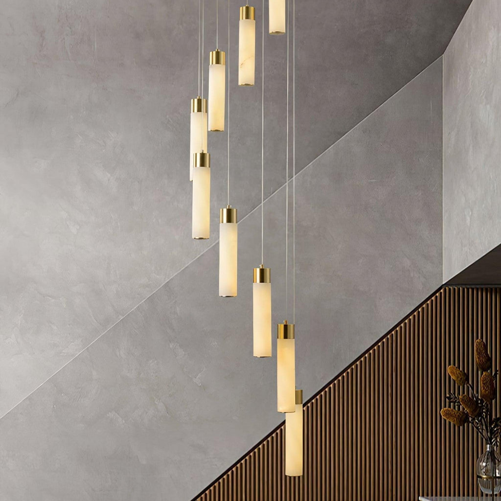 Aurelia Chandelier Albâtre pour Escalier - Neutralighting