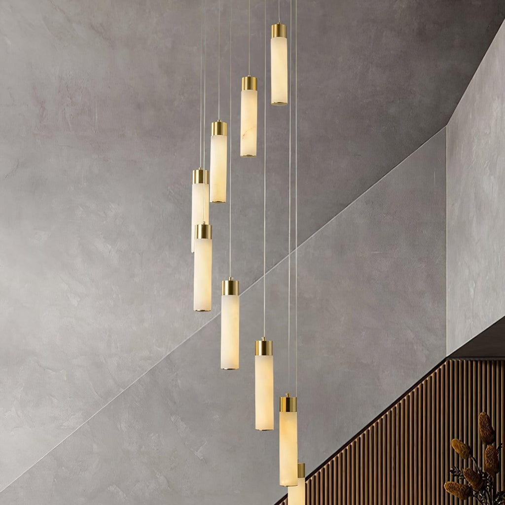 Aurelia Chandelier Albâtre pour Escalier - Neutralighting