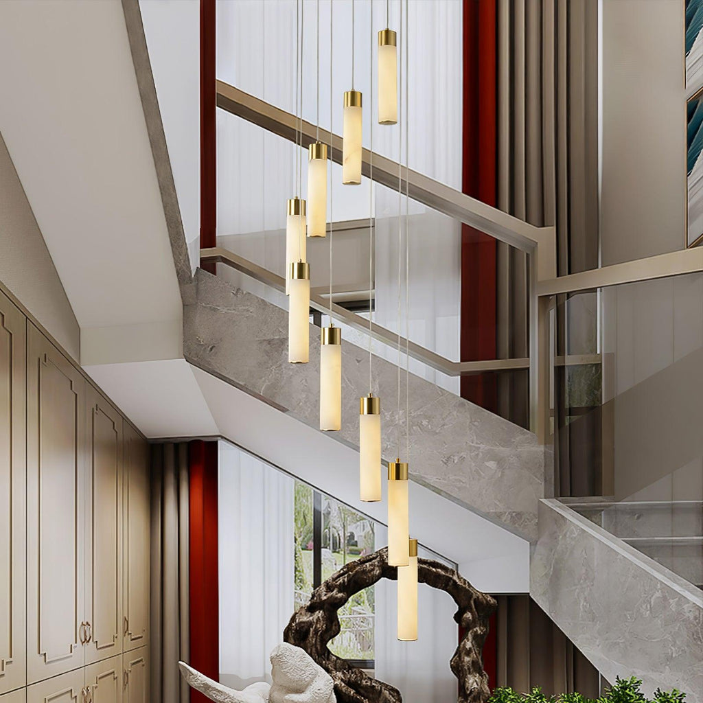 Aurelia Chandelier Albâtre pour Escalier - Neutralighting