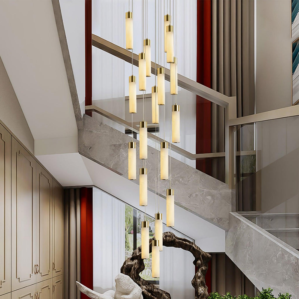 Aurelia Chandelier Albâtre pour Escalier - Neutralighting