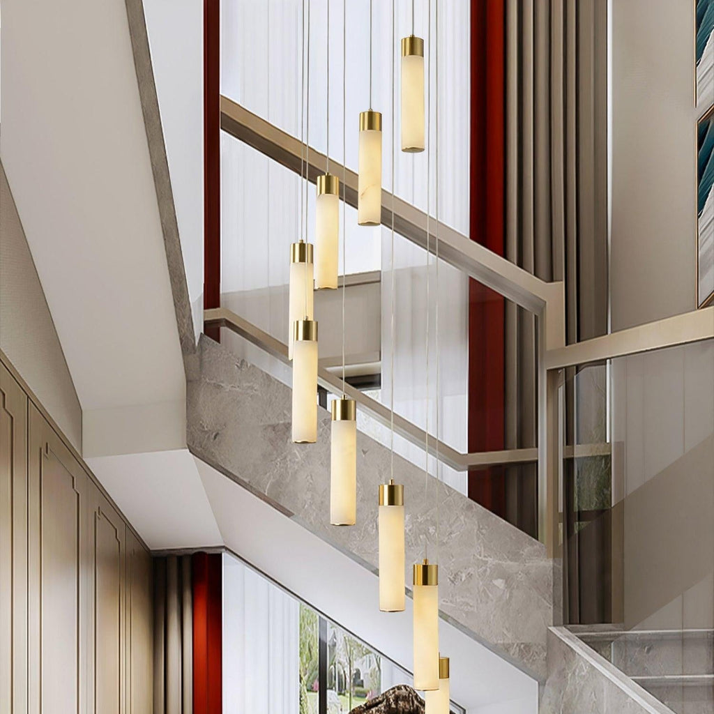 Aurelia Chandelier Albâtre pour Escalier - Neutralighting