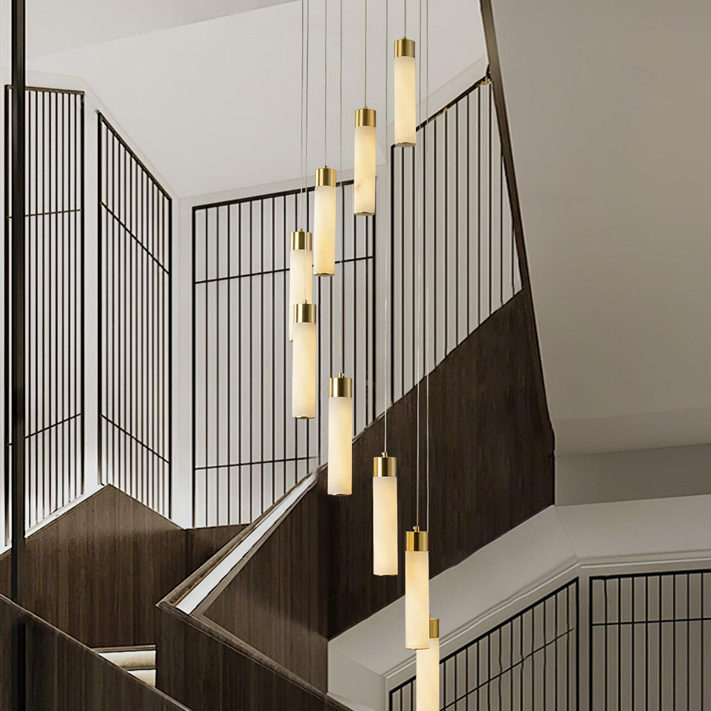 Aurelia Chandelier Albâtre pour Escalier - Neutralighting
