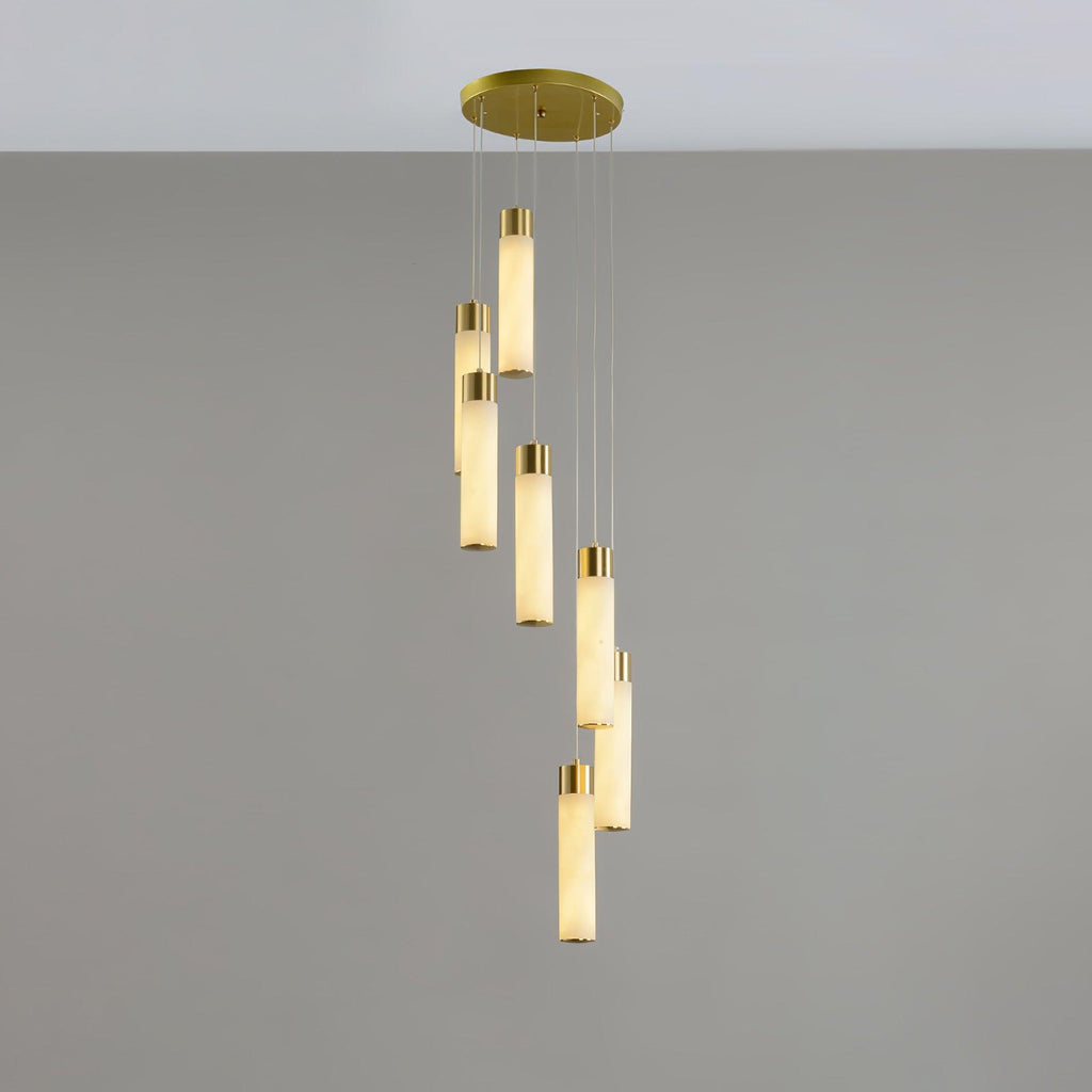 Aurelia Chandelier Albâtre pour Escalier - Neutralighting