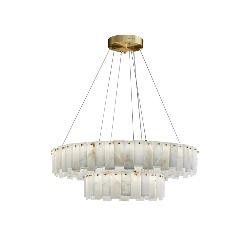 Aero Lustre Rond en Laiton et Albâtre de Luxe Postmoderne - Neutralighting