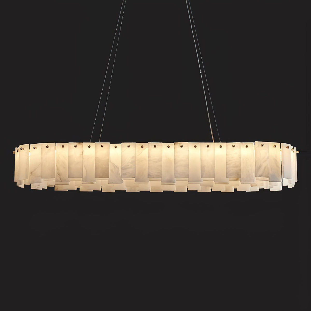 Aero Lustre Rond en Laiton et Albâtre de Luxe Postmoderne - Neutralighting