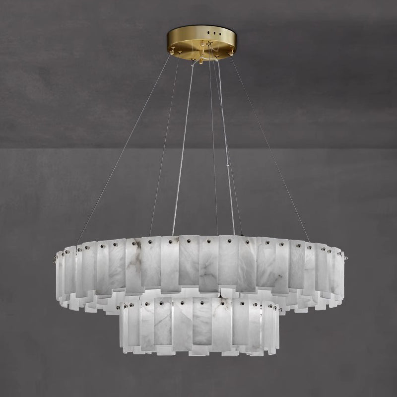 Aero Lustre Rond en Laiton et Albâtre de Luxe Postmoderne - Neutralighting