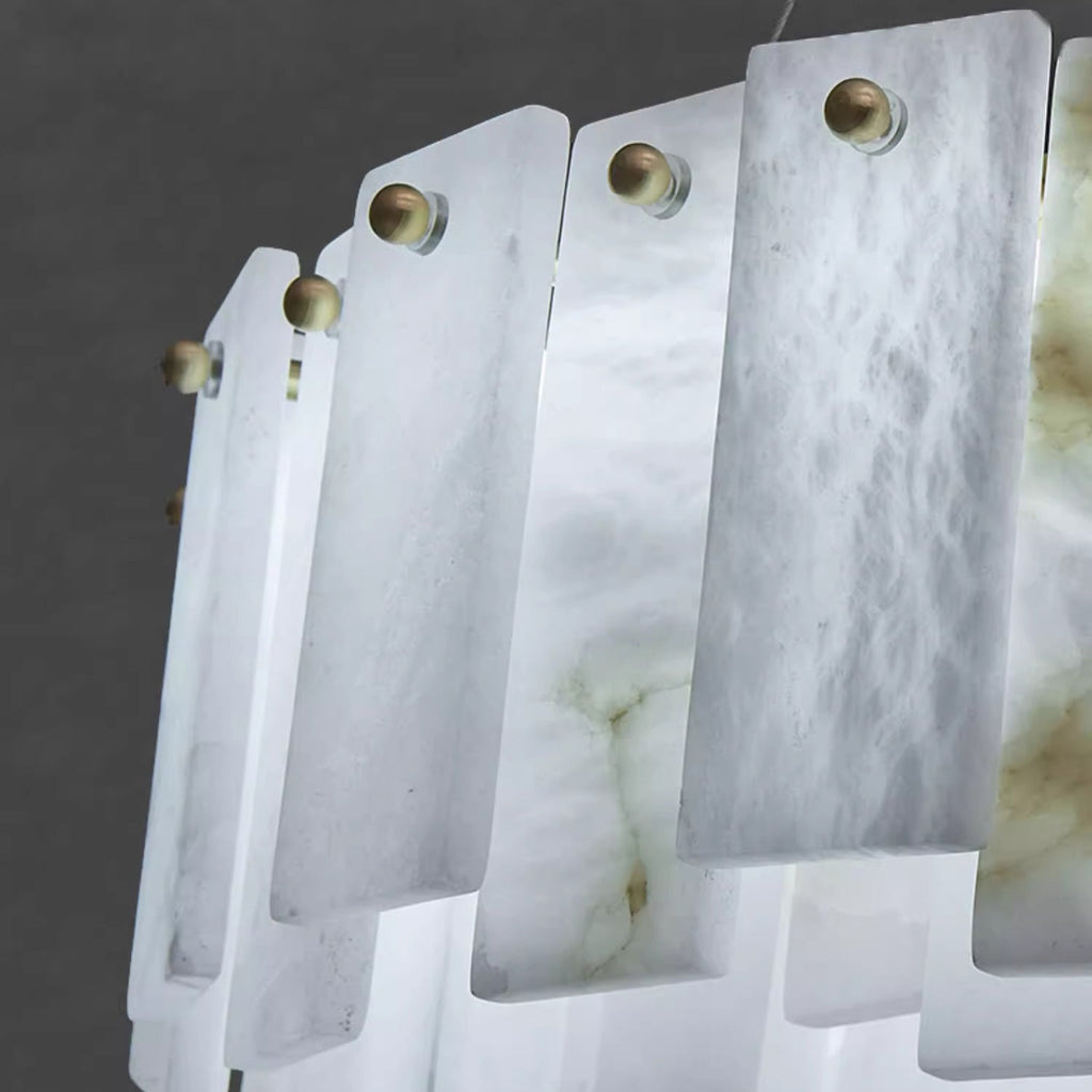 Aero Lustre Rond en Laiton et Albâtre de Luxe Postmoderne - Neutralighting