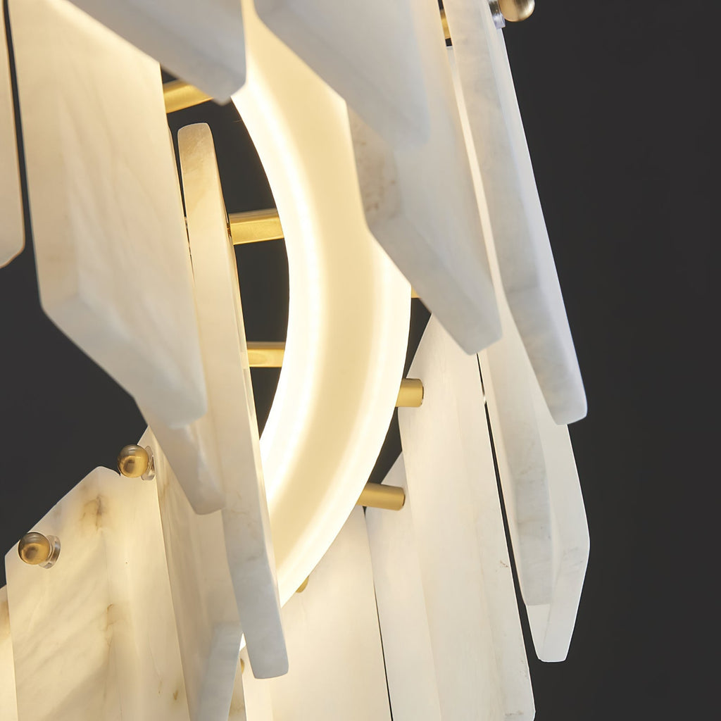 Aero Lustre Rond en Laiton et Albâtre de Luxe Postmoderne - Neutralighting