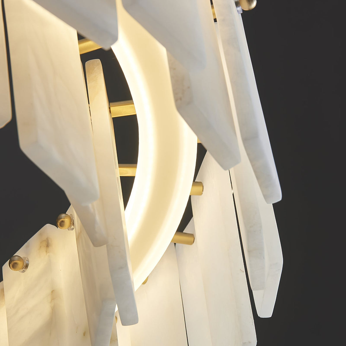 Aero Lustre Rond en Laiton et Albâtre de Luxe Postmoderne - Neutralighting