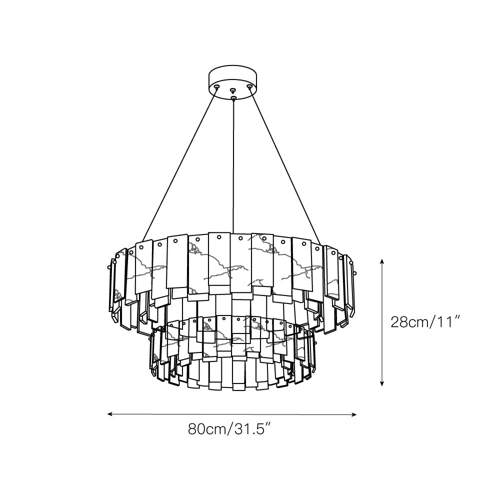 Aero Lustre Rond en Laiton et Albâtre de Luxe Postmoderne - Neutralighting